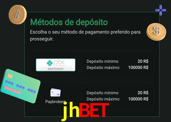 O cassino jhbet oferece uma grande variedade de métodos de pagamento